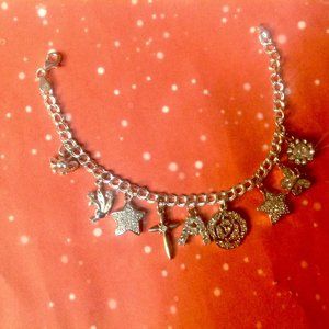Vintage Hand-made Initial "A" Rhinestone Charm Bracelet on 925 Silver Chain